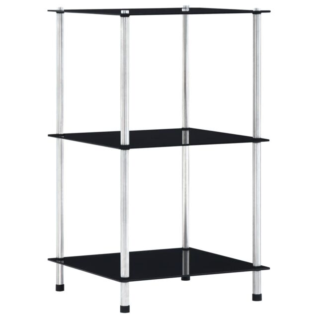 Berkfield Home 3-Tier Shelf Black 40x40x67 cm Tempered Glass - Size: 40 x 40 x 67 cm - image 1