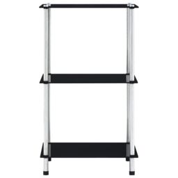 Berkfield Home 3-Tier Shelf Black 40x40x67 cm Tempered Glass - Size: 40 x 40 x 67 cm - thumbnail 2