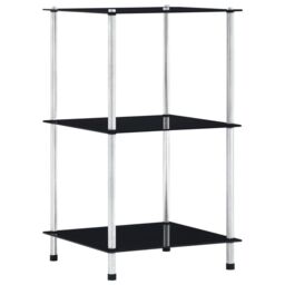 Berkfield Home 3-Tier Shelf Black 40x40x67 cm Tempered Glass - Size: 40 x 40 x 67 cm