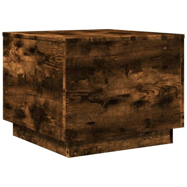 Berkfield Home Modern Coffee Table with LED Lights Smoked Oak 50x50x40 cm in Brown - Size: 50 x 50 x 40 cm - image 1