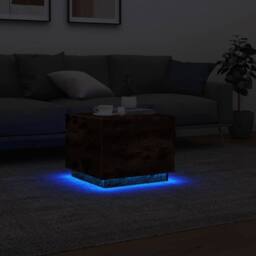 Berkfield Home Modern Coffee Table with LED Lights Smoked Oak 50x50x40 cm in Brown - Size: 50 x 50 x 40 cm - thumbnail 5