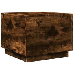 Berkfield Home Modern Coffee Table with LED Lights Smoked Oak 50x50x40 cm in Brown - Size: 50 x 50 x 40 cm - thumbnail 9