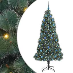 Berkfield Home Elegant Artificial Pre-lit Christmas Tree with Ball Set Green 210 cm - thumbnail 3