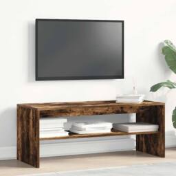 Berkfield Home TV Cabinet Smoked Oak 100x40x40 cm Engineered Wood in Brown - Size: 100 x 40 x 40 cm - thumbnail 3