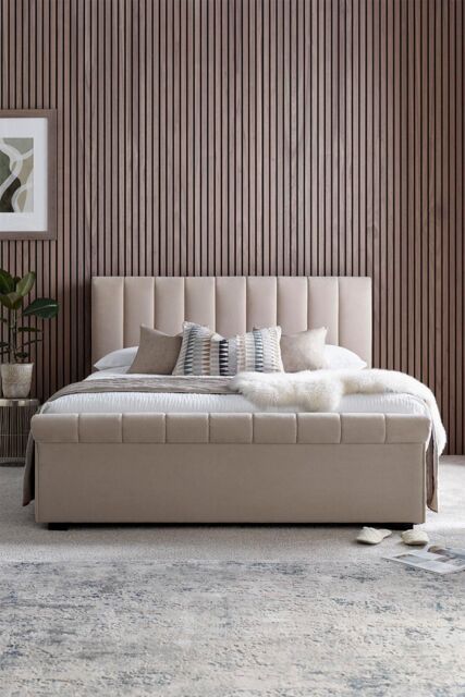 Time4sleep Ascot Natural Stone Upholstered Sleigh Ottoman - Bed Frame Only - Size: King - image 1