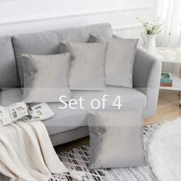 Luxury Living Luxurious Velvet Cushions Set of 4 - Soft Plush Fibre Pads, Vibrant Colours for Sofa & Bed Décor in Silver - Size: 45 cm x 45 cm - thumbnail 3