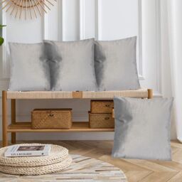 Luxury Living Luxurious Velvet Cushions Set of 4 - Soft Plush Fibre Pads, Vibrant Colours for Sofa & Bed Décor in Silver - Size: 45 cm x 45 cm - thumbnail 5