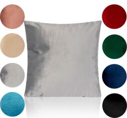 Luxury Living Luxurious Velvet Cushions Set of 4 - Soft Plush Fibre Pads, Vibrant Colours for Sofa & Bed Décor in Silver - Size: 45 cm x 45 cm - thumbnail 2