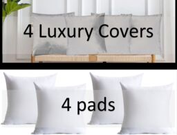 Luxury Living Luxurious Velvet Cushions Set of 4 - Soft Plush Fibre Pads, Vibrant Colours for Sofa & Bed Décor in Silver - Size: 45 cm x 45 cm - thumbnail 4