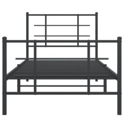 Berkfield Home Metal Bed Frame without Mattress with Footboard Black 90x200cm - Size: 90x200 cm - thumbnail 5