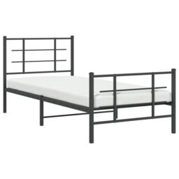 Berkfield Home Metal Bed Frame without Mattress with Footboard Black 90x200cm - Size: 90x200 cm - thumbnail 4