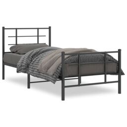 Berkfield Home Metal Bed Frame without Mattress with Footboard Black 90x200cm - Size: 90x200 cm - thumbnail 2