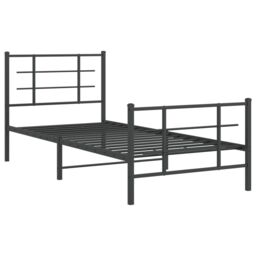 Berkfield Home Metal Bed Frame without Mattress with Footboard Black 90x200cm - Size: 90x200 cm - thumbnail 3
