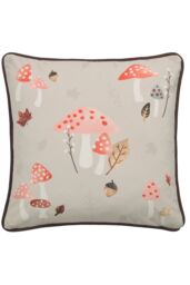 Fusion 'Woodland Dreams' Autumnal Print Velvet Filled Cushion in Chocolate - Size: 43 cm x 43 cm - thumbnail 2