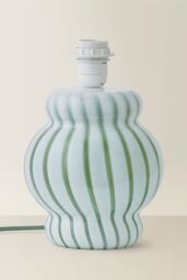 ValueLights Taffy Stripe Green Glass Table Lamp Base in Pale Green - thumbnail 2