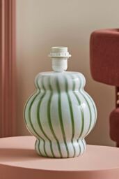 ValueLights Taffy Stripe Green Glass Table Lamp Base in Pale Green