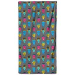 Universal Monsters Frankenstein's Bride Mixed Pattern Beach Towel in Grey