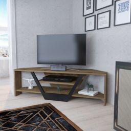 Decorotika Sares Corner TV Stand TV Unit for TVs up to 55 inch in Dark Brown - thumbnail 2