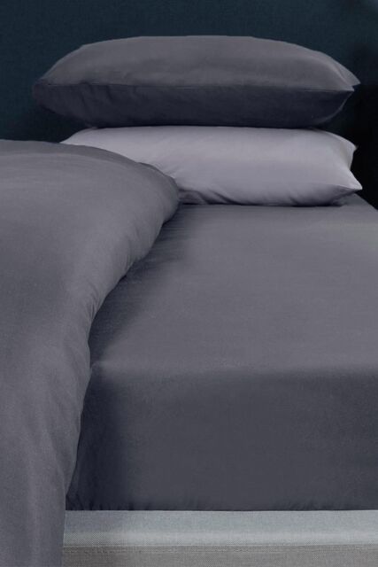 OHS Plain Dyed Non-Iron Fitted Bed Sheet in Mid Grey - Size: Double Fitted - image 1
