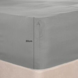 OHS Plain Dyed Non-Iron Fitted Bed Sheet in Mid Grey - Size: Double Fitted - thumbnail 2