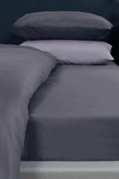 OHS Plain Dyed Non-Iron Fitted Bed Sheet in Mid Grey - Size: Double Fitted - thumbnail 1
