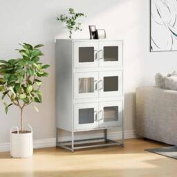 Berkfield Home Highboard White 68x39x123 cm Steel - Size: 68 x 39 x 123 cm - thumbnail 4