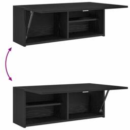 Berkfield Home Decorative Bathroom Wall Cabinet Black 80x25x30 cm Engineered Wood - Size: 80 x 25 x 30 cm - thumbnail 9