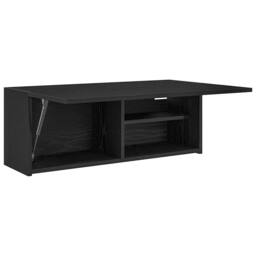 Berkfield Home Decorative Bathroom Wall Cabinet Black 80x25x30 cm Engineered Wood - Size: 80 x 25 x 30 cm - thumbnail 5
