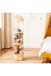 Living and Home Toy Storage Tube Organiser Clear Vertical Plastic with String Lights in Cream - thumbnail 4