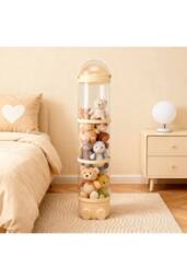 Living and Home Toy Storage Tube Organiser Clear Vertical Plastic with String Lights in Cream - thumbnail 5