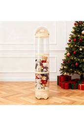 Living and Home Toy Storage Tube Organiser Clear Vertical Plastic with String Lights in Cream - thumbnail 3