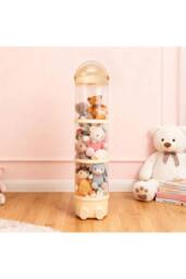 Living and Home Toy Storage Tube Organiser Clear Vertical Plastic with String Lights in Cream - thumbnail 6