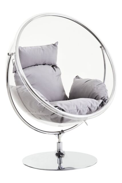Orsina Durable Hanging Chair With Grey Cushions, Stylish Lounge Chair, Versatile Bedroom Chair, Stable Lawn Chair in Silver - image 1