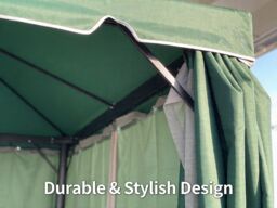 Shatchi 3m x 4m Garden Gazebo with Curtains & Mosquito Netting - Heavy-Duty Aluminium Frame in Green - thumbnail 7