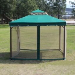 Shatchi 3m x 4m Garden Gazebo with Curtains & Mosquito Netting - Heavy-Duty Aluminium Frame in Green - thumbnail 6
