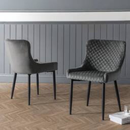 Cheshire Cromwell Premium Grey Velvet Dining Chairs - Set of 2 - thumbnail 5
