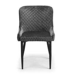 Cheshire Cromwell Premium Grey Velvet Dining Chairs - Set of 2 - thumbnail 3