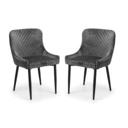 Cheshire Cromwell Premium Grey Velvet Dining Chairs - Set of 2 - thumbnail 1