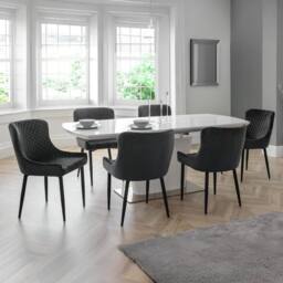 Cheshire Cromwell Premium Grey Velvet Dining Chairs - Set of 2 - thumbnail 6