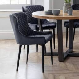 Cheshire Cromwell Premium Grey Velvet Dining Chairs - Set of 2 - thumbnail 4