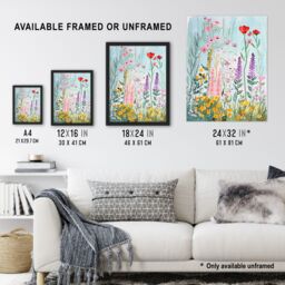 Artery8 Spring Wild Flower Meadow Watercolour Painting Framed Wall Art - Size: A4 - thumbnail 3