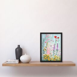 Artery8 Spring Wild Flower Meadow Watercolour Painting Framed Wall Art - Size: A4 - thumbnail 4