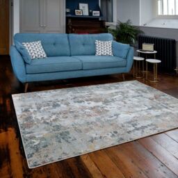 Kukoon Blue Grey Abstract Contemporary Area Rug in Stone - Size: 80 cm x 150 cm - thumbnail 2