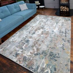 Kukoon Blue Grey Abstract Contemporary Area Rug in Stone - Size: 80 cm x 150 cm - thumbnail 3
