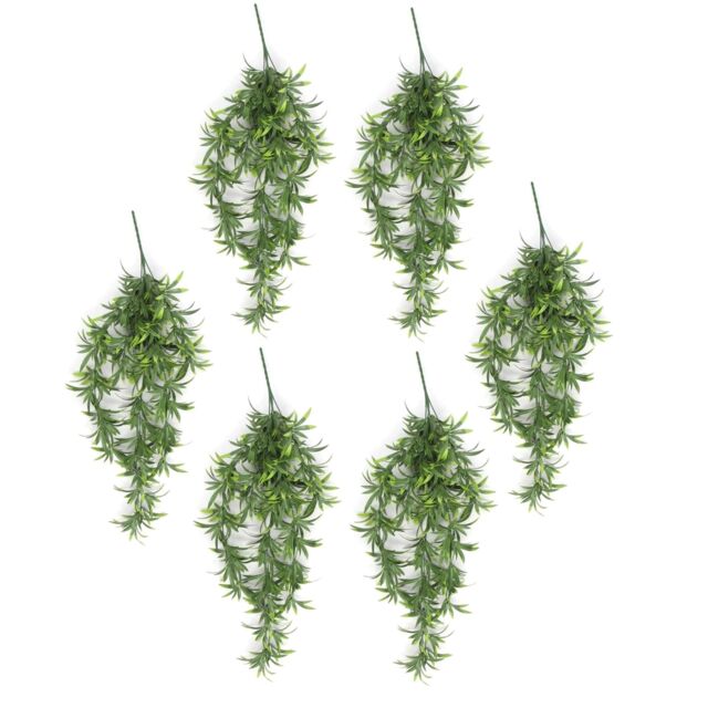 Leaf Artificial Hanging Trailing Plant UV Fire Resistant Fronded Thyme 70cm Pack of 6 in Green - image 1