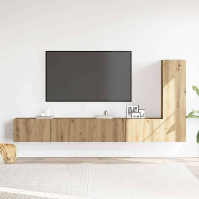Berkfield Home Classic 3 Piece TV Cabinet Set Wall-mounted Artisan Oak Engineere - image 1