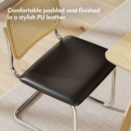 VonHaus Rattan Effect Cantilever Style with Padded Seat Dining Chairs Set in Black - Size: 2 Pack - thumbnail 6