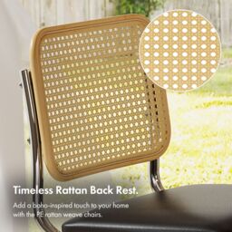 VonHaus Rattan Effect Cantilever Style with Padded Seat Dining Chairs Set in Black - Size: 2 Pack - thumbnail 5