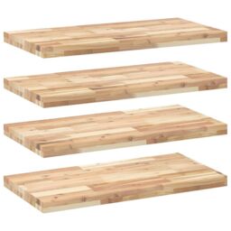 Berkfield Home Floating Shelves 4 pcs 100x40x4 cm Untreated Solid Wood Acacia in Brown - Size: 100 x 40 x 4 cm - thumbnail 2