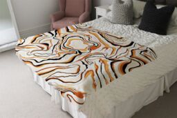 Benjamin Tate Design Warm Toned Liquid Marble Blanket in Natural - Size: 120 cm x 150 cm - thumbnail 3